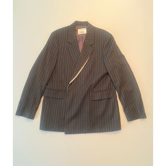 ZARA Pinstripe Oversized Blazer - Picture 1 of 6